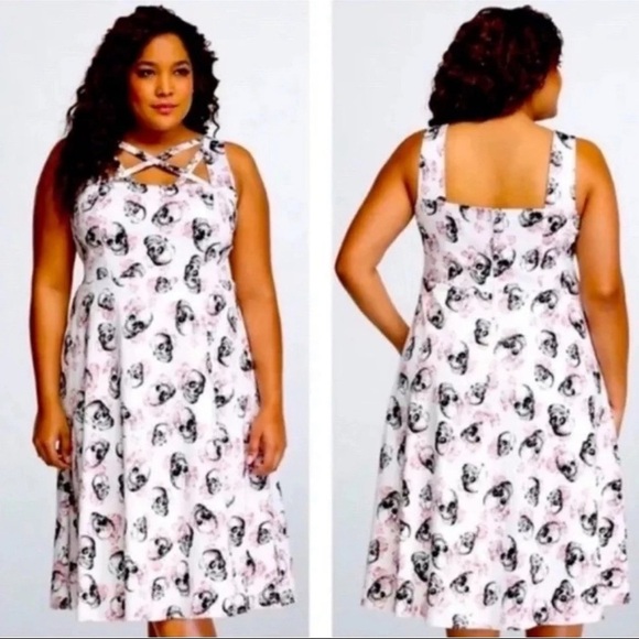torrid Dresses & Skirts - Torrid Skull Sleeveless A-Line Midi Dress